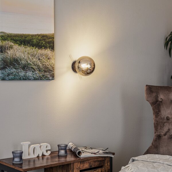 EMIBIG LIGHTING Stenna svetilka Glassy, črna, grafit, steklo, E14, Ø 14 cm, zatemnjen, Črna, Dnevna soba / jedilnica, Steklo, Sodobni, Globus