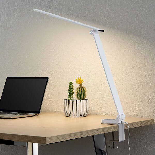 PRIOS Prios LED namizna svetilka Tamarin, višina 40 cm, bela, z možnostjo zatemnitve, zatemnjen, Bela, Študija / pisarna, Plastika, Sodobni, Svetilka za branje