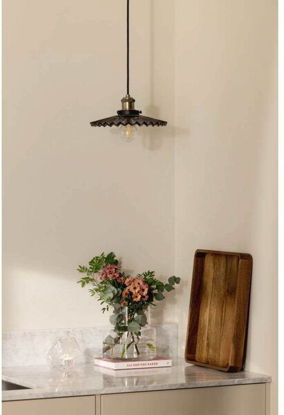 Globen Lighting obesna svetilka COBBLER, dimno siva, Ø 25 cm, zatemnjen, Siva, Dnevna soba / jedilnica, Steklo, Vintage
