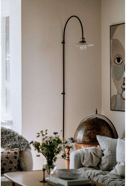 Globen Lighting stenska svetilka COBBLER, prozorna, višina 150 cm, Prozorna, Dnevna soba / jedilnica, Kovina, Vintage, Stenska vtičnica spodaj