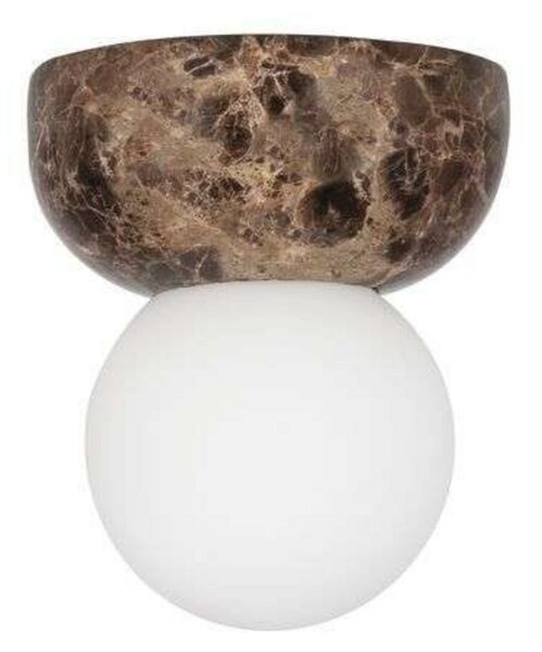Globen Lighting stenska svetilka Torrano, rjava marmorirana, 13 cm, IP44, zatemnjen, Rjava / rjasta, Dnevna soba / jedilnica, Steklo, Dizajn, Globus