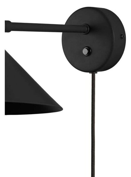 Globen Lighting stenska svetilka Cannes, črna, Ø 20 cm, Črna, Dnevna soba / jedilnica, Kovina, Skandinavski, Stenska vtičnica spodaj