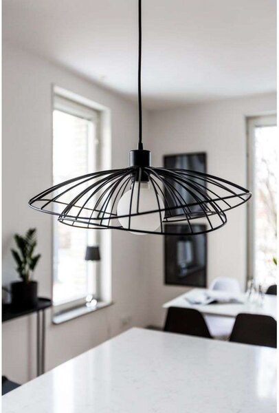 Globen Lighting obesna svetilka RAY, črna, Ø 45 cm, zatemnjen, Črna, Dnevna soba / jedilnica, Kovina, Sodobni