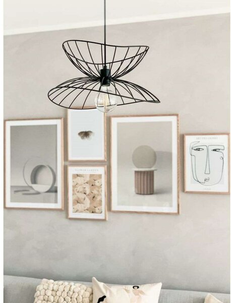 Globen Lighting obesna svetilka RAY, črna, Ø 45 cm, zatemnjen, Črna, Dnevna soba / jedilnica, Kovina, Sodobni