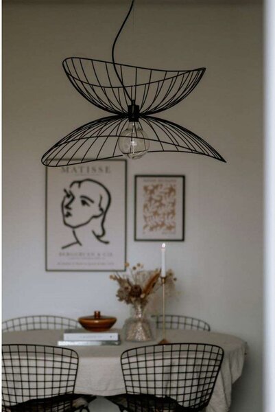 Globen Lighting obesna svetilka RAY, črna, Ø 70 cm, zatemnjen, Črna, Dnevna soba / jedilnica, Kovina, Sodobni