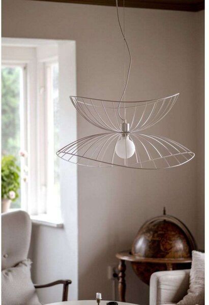 Globen Lighting obesna svetilka RAY, bela, Ø 70 cm, zatemnjen, Bela, Dnevna soba / jedilnica, Kovina, Sodobni