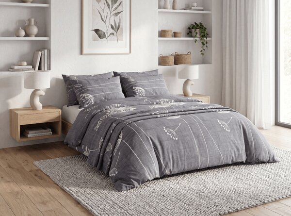 Bombažna posteljnina SOFT MEADOW siva Dimenzije posteljnine: 70 x 90 cm | 140 x 200 cm