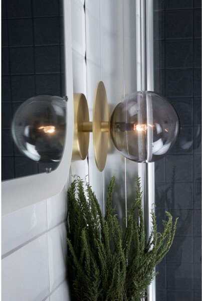Globen Lighting stenska svetilka ART DECO, medenina/siva Ø 16 cm IP44, zatemnjen, Siva, Dnevna soba / jedilnica, Kovina, Dizajn, Globus