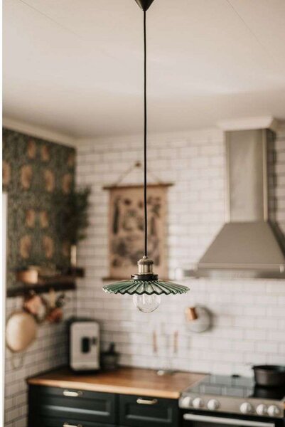 Globen Lighting obesna svetilka COBBLER, zelena, Ø 25 cm, zatemnjen, Zelena, Dnevna soba / jedilnica, Steklo, Vintage
