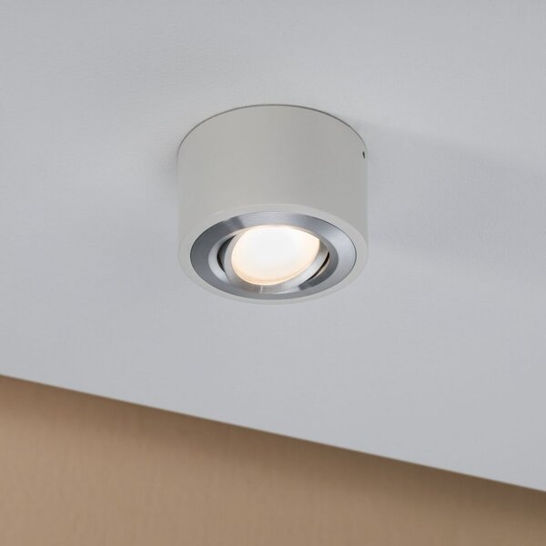 Paulmann LED stropna svetilka Argun, bela, Ø 10 cm, kovina, zatemnjen, Bela, Dnevna soba / jedilnica, Kovina, Sodobni