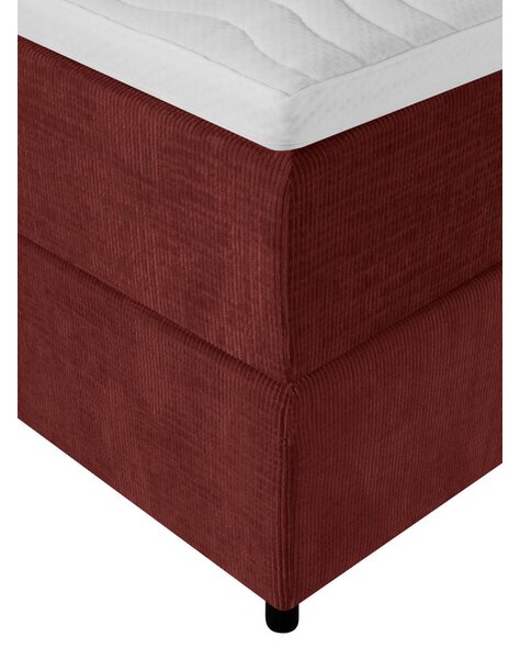 POSTELJA BOXSPRING 180 cm x 200 cm , les, tekstil bordo