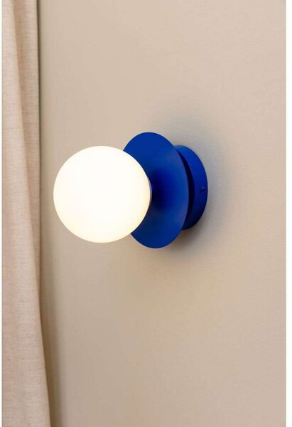 Globen Lighting stenska svetilka ART DECO, modra/bela, Ø 16 cm, IP44, zatemnjen, Modra, Dnevna soba / jedilnica, Kovina, Dizajn, Globus