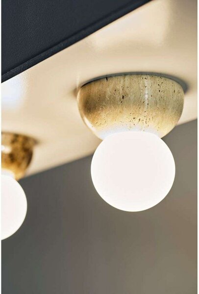 Globen Lighting stenska svetilka Torrano, bež, Ø 13 cm, IP44, zatemnjen, Bež, Dnevna soba / jedilnica, Kamen, Dizajn, Globus