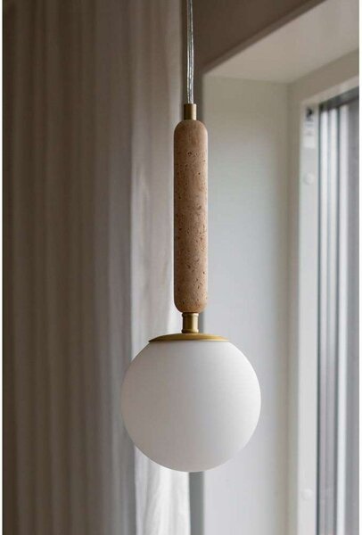 Globen Lighting obesna svetilka Torrano Ø 15 cm travertin, zatemnjen, Bež, Dnevna soba / jedilnica, Steklo, Dizajn, Globus