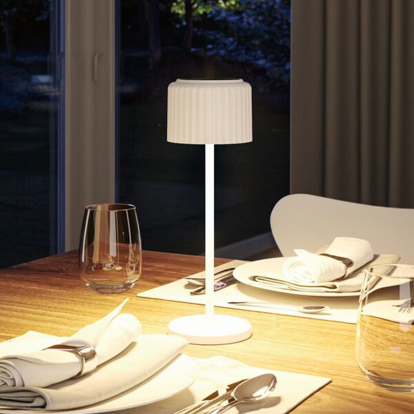 Paulmann LED-Solar-namizna svetilka Else, bela, IP44, dim, zatemnjen, Bela, Dnevna soba / jedilnica, Aluminij, Sodobni, Solarne luči