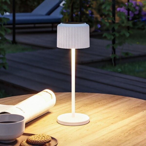 Paulmann LED-Solar-namizna svetilka Else, bela, IP44, dim, zatemnjen, Bela, Dnevna soba / jedilnica, Aluminij, Sodobni, Solarne luči