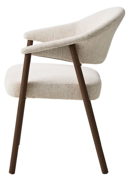 Kremno beli jedilni stoli v kompletu z nasloni za roke 2 ks iz masivnega hrasta Elk – Unique Furniture