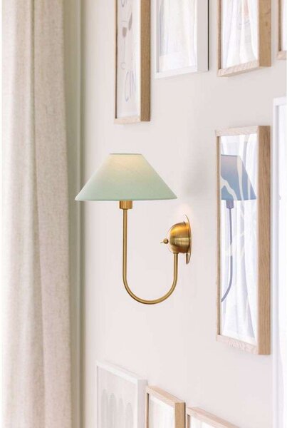 Globen Lighting stenska svetilka IRIS, zelena, višina 32 cm, Zelena, Dnevna soba / jedilnica, Tkanine / tekstil, Vintage, Zidna vtičnica na vrhu