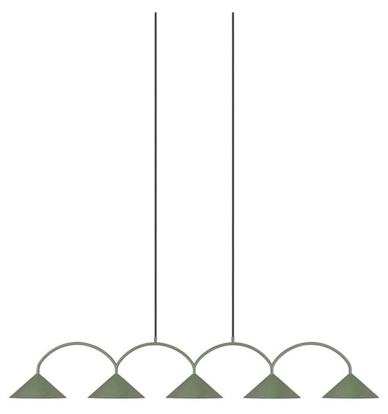 Globen Lighting viseča svetilka CURVE 5, zelena, 5-žarčkov, 165 cm, zatemnjen, Zelena, Dnevna soba / jedilnica, Kovina, Vintage