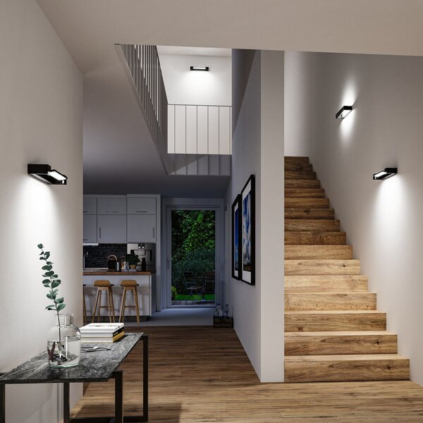 Paulmann LED stenska svetilka Lucille, črna, 40 cm IP44 dim, zatemnjen, Črna, Kopalnica, Kovina, Sodobni