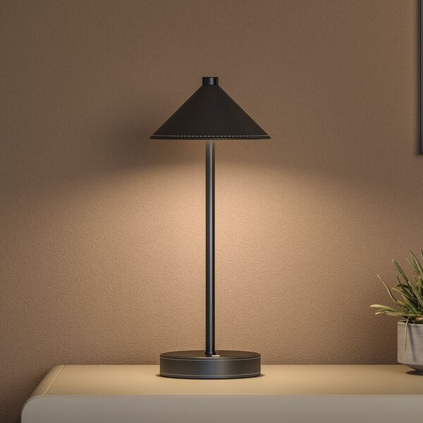 Paulmann LED-akumulatorska namizna svetilka Pellini, črna, navzdol, CCT, zatemnjen, Črna, Dnevna soba / jedilnica, Kovina, Sodobni