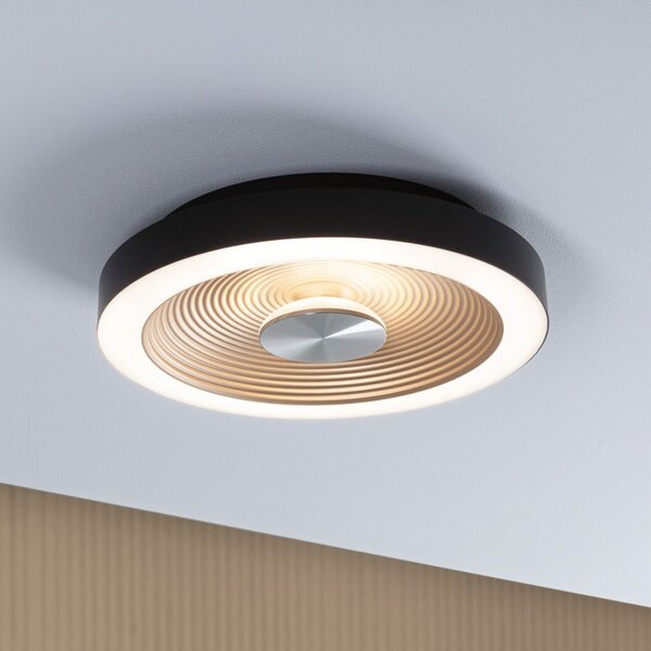 Paulmann LED stropna svetilka Volea črna/zlata Ø 32 cm IP44 dim, zatemnjen, Črna, Kopalnica, Plastika, Sodobni
