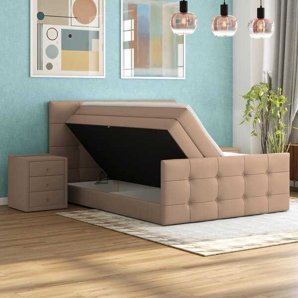 Modern Living Postelja Boxspring Josie-C, Bež, 160x200