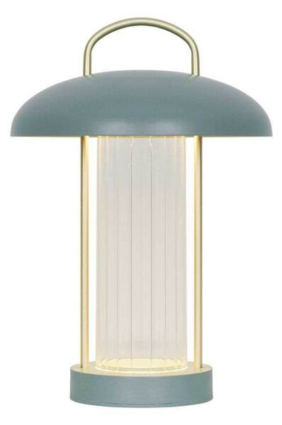 Nordlux LED-akumulatorska namizna svetilka Mirano, višina 29 cm, sivozelena, kovina, zatemnjen, Zelena, Dnevna soba / jedilnica, Kovina, Skandinavski, Svetilka
