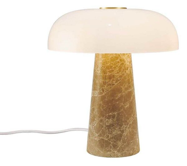 DFTP by Nordlux Namizna svetilka Glossy, bež/bela, višina 24 cm, marmor/steklo, Bež, Dnevna soba / jedilnica, Marmor, Skandinavski