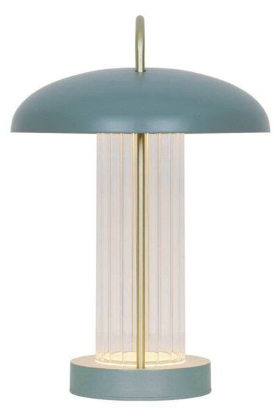 Nordlux LED-akumulatorska namizna svetilka Mirano, višina 29 cm, sivozelena, kovina, zatemnjen, Zelena, Dnevna soba / jedilnica, Kovina, Skandinavski, Svetilka