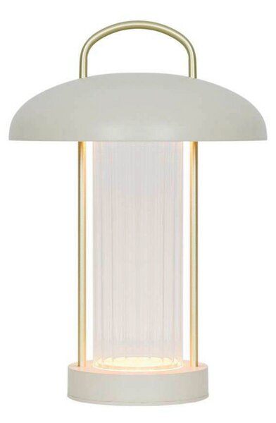 Nordlux LED-akumulatorska namizna svetilka Mirano, bež barva, višina 29 cm, kovina, zatemnjen, Bež, Dnevna soba / jedilnica, Kovina, Skandinavski, Svetilka