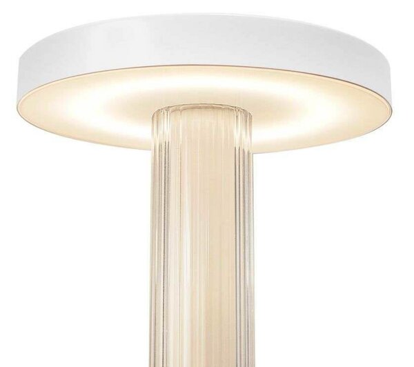 DFTP by Nordlux LED-akumulatorska namizna svetilka Trezzi, bela, višina 22 cm, kovina/steklo, zatemnjen, Bela, Dnevna soba / jedilnica, Kovina, Skandinavski
