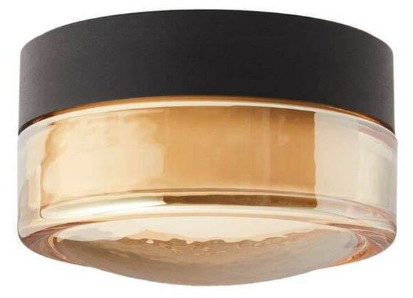 LOOM DESIGN LED-stropna svetilka Otto Convex, jantar, IP65, zatemnjen, Oranžna, Kopalnica, Steklo, Sodobni