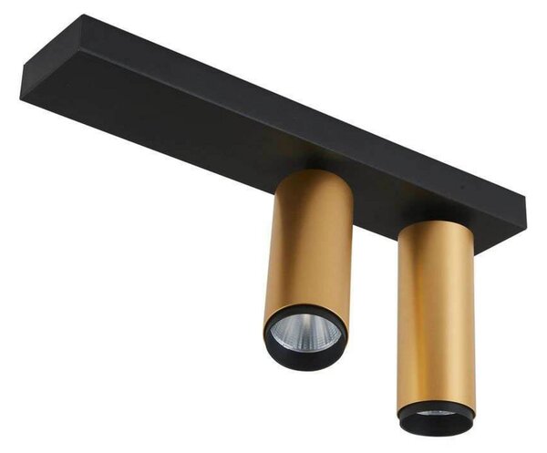 LOOM DESIGN LED stropni reflektor X-Beam, 2-krilni, črn/zlati, zatemnjen, Zlata / medeninasta, Dnevna soba / jedilnica, Aluminij, Sodobni