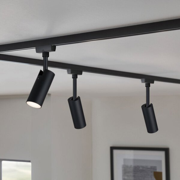 Paulmann URail LED-Spot Tubo črn 3.000 K, Črna, Dnevna soba / jedilnica, Kovina, Sodobni