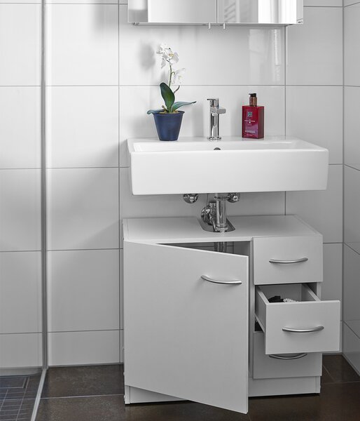 Omarica pod umivalnik s 3 predali SILKE, 63x30x54cm, bela Casaria