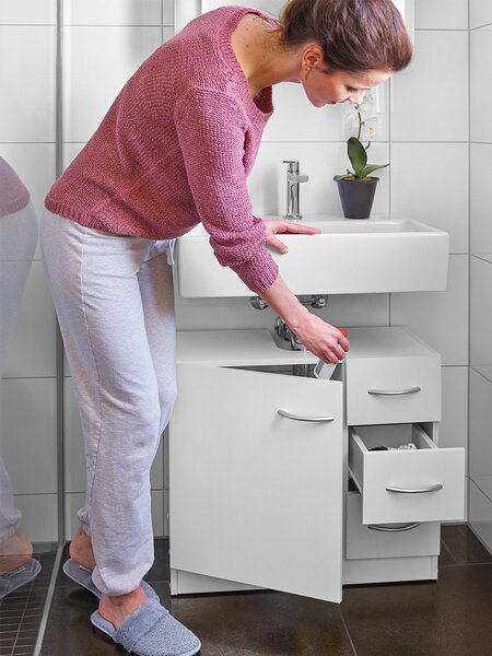 Omarica pod umivalnik s 3 predali SILKE, 63x30x54cm, bela Casaria