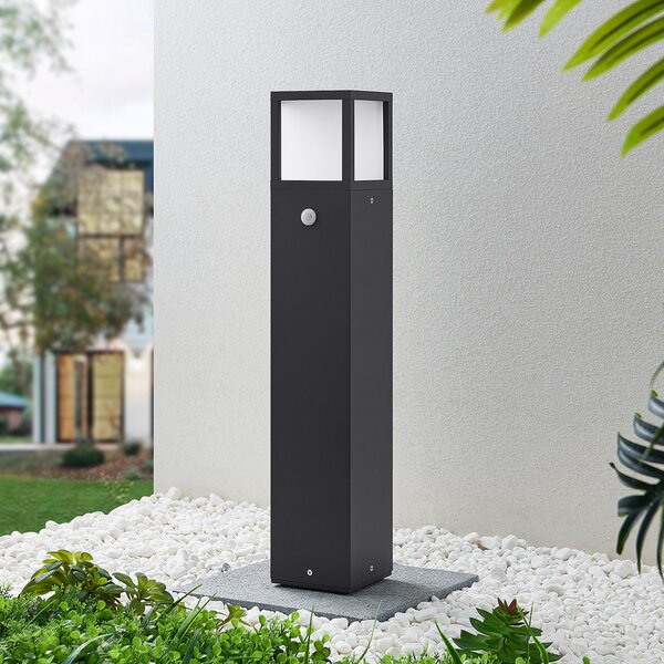 Lucande Lucidna LED luč za osvetlitev poti Dewari, detektor gibanja, 65 cm, IP54, Siva, Aluminij, Sodobni