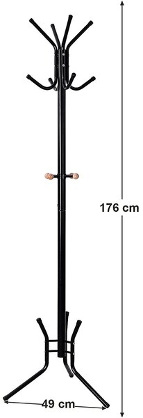 Stoječe obešalo SAMUEL, 49x176cm, črno SongmicsHome