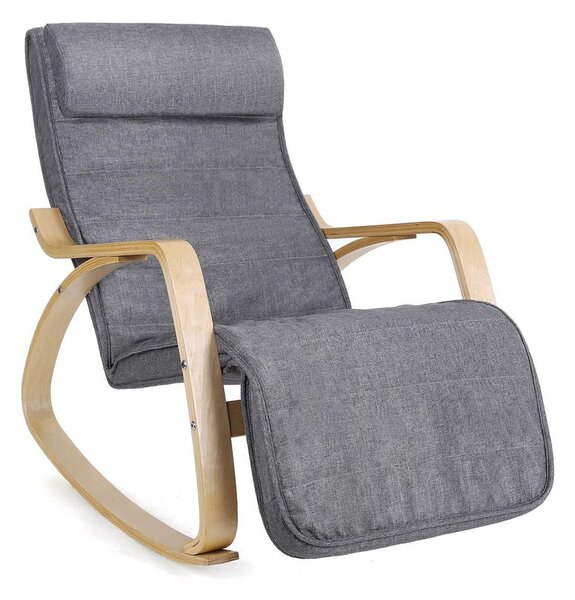 Gugalni stol, ležalnik SWING, nosilnost 150kg, 67x115x91cm, siva SongmicsHome