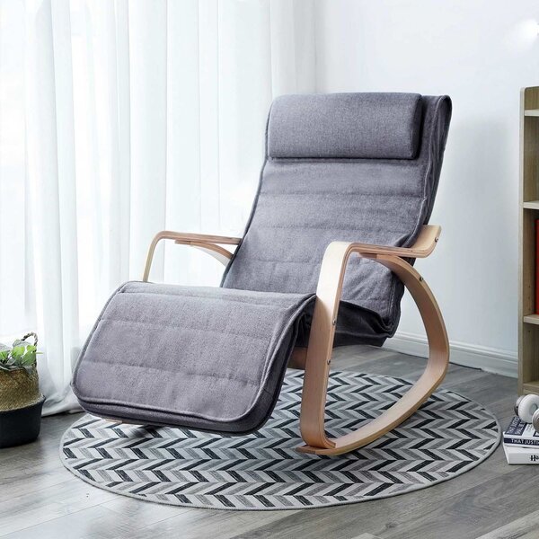 Gugalni stol, ležalnik SWING, nosilnost 150kg, 67x115x91cm, siva SongmicsHome