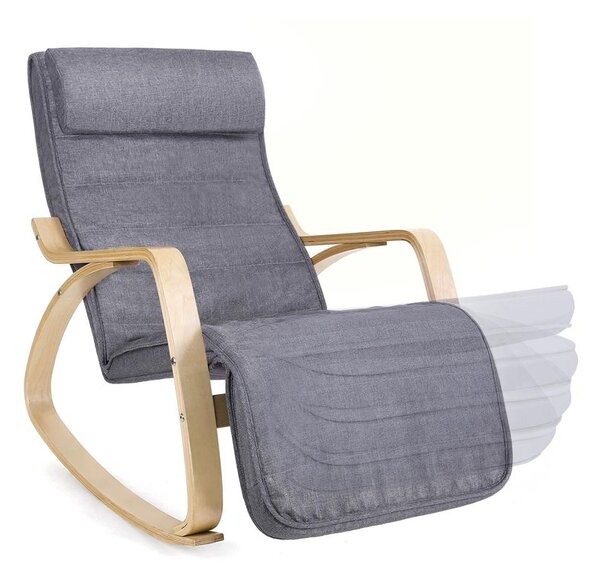 Gugalni stol, ležalnik SWING, nosilnost 150kg, 67x115x91cm, siva SongmicsHome