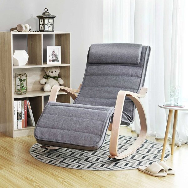 Gugalni stol, ležalnik SWING, nosilnost 150kg, 67x115x91cm, siva SongmicsHome
