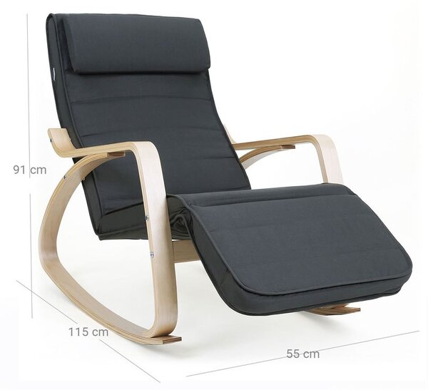 Gugalni stol, ležalnik SWING, nosilnost 150kg, 67x115x91cm, antracit Jurhan