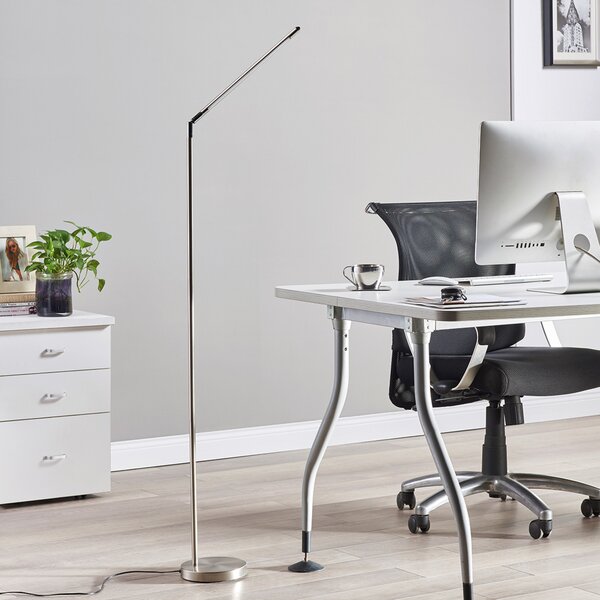 Lindby LED talna svetilka Jabbo, 163 cm, nikelj, kovina, Siva, Študija / pisarna, Kovina, Sodobni