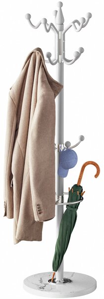 Stoječe obešalo TENZY z marmornim podstavkom, 37x173cm, belo Casaria