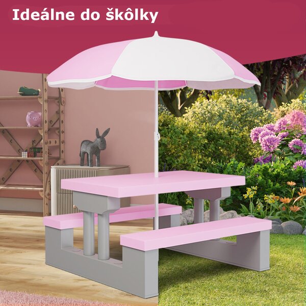 Otroški sedežni komplet s senčnikom JASMIN, 67x78,5x42,5cm, roza/siva Spielwerk