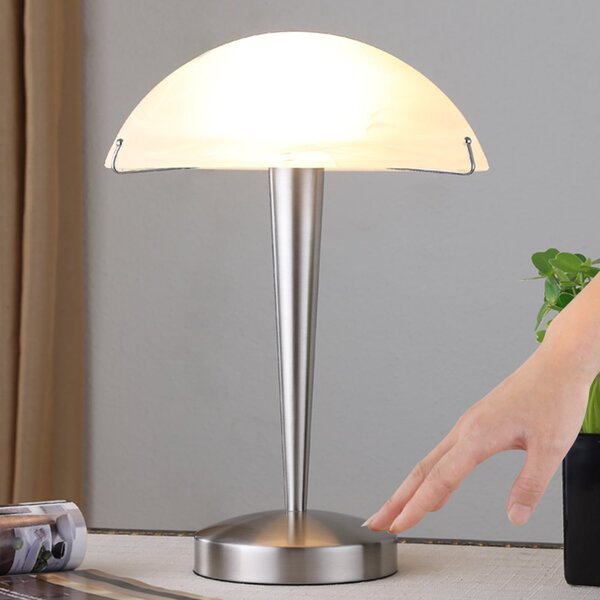 Lindby Namizna svetilka Viola s stikalom na dotik, mat nikelj, Bela, spalnica, Kovina, Sodobni