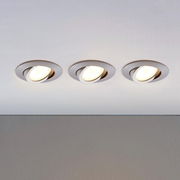 Lindby LED vgradno reflektorsko svetilo Andrej, okroglo, aluminij, komplet 3 kosov, Kovinska, Dnevna soba / jedilnica, Plastika, Sodobni, Vgradne svetilke okrogle