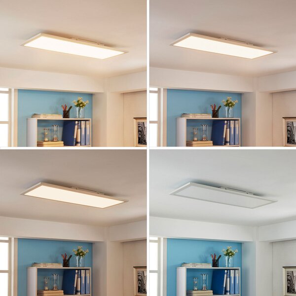 Arcchio Enja LED panel, 79,5 cm x 29,5 cm, zatemnjen, Bela, Študija / pisarna, Kovina
